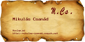 Mikulás Csanád névjegykártya