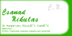 csanad mikulas business card